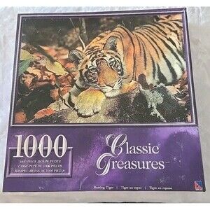 Sure-Lox Classic Treasures 1000 PC Puzzle 29"x19" Resting Tiger Factory Sealed